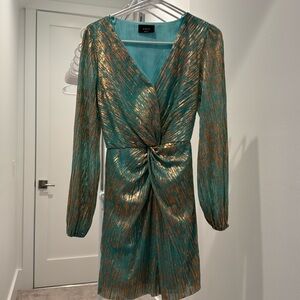 Vici teal and gold dress